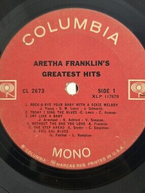 ARETHA FRANKLIN Greatest Hits  1967 Vinyl LP MONO Columbia Records Soul Funk